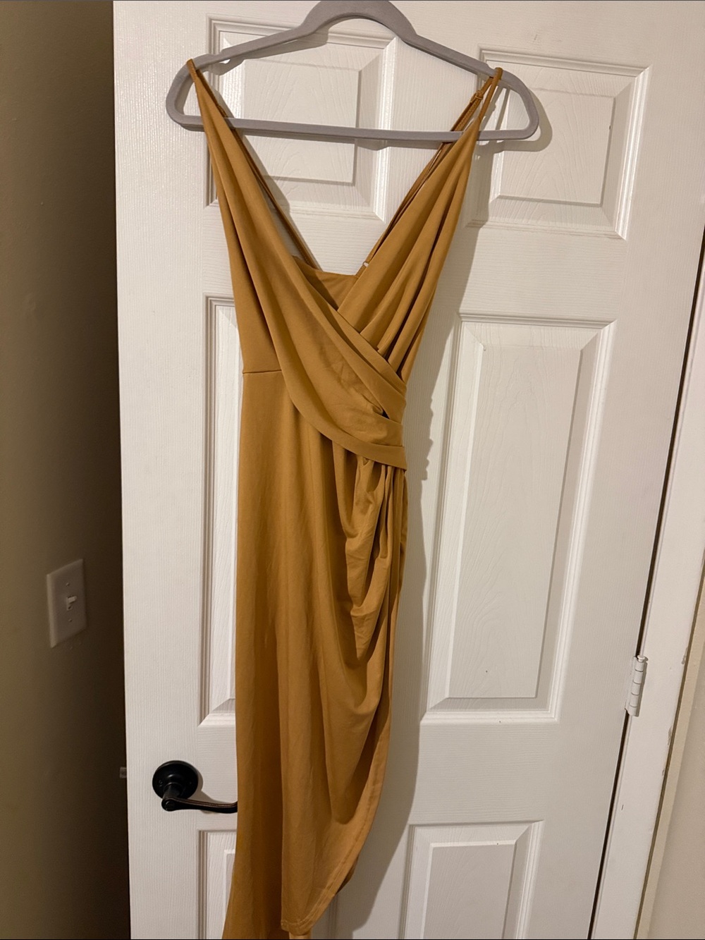 Baltic Born Draped Sleeveless Midi Dress in Mustard